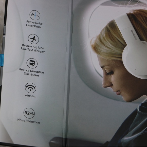 Brookstone WhisperNX Active Noise Cancelling Headphones in White Foldable - Picture 9 of 10